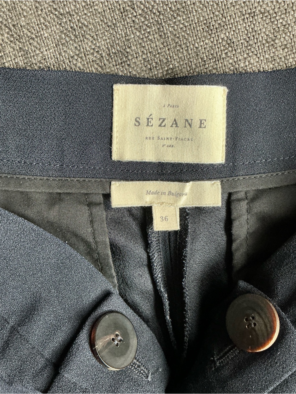 Sezane Women Navy Wide-Leg Dress Pants Sailor Double Button Waist size 36/4 US - Picture 5 of 9